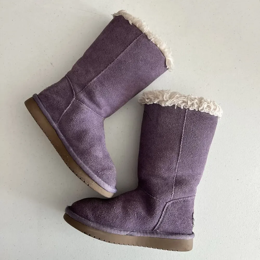 Koolaburra By UGG Kinslei Girl's Size 12 Purple Suede Shearling Boots 1096443